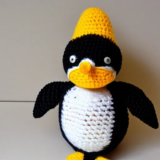 Image similar to crocheted penguin doll,