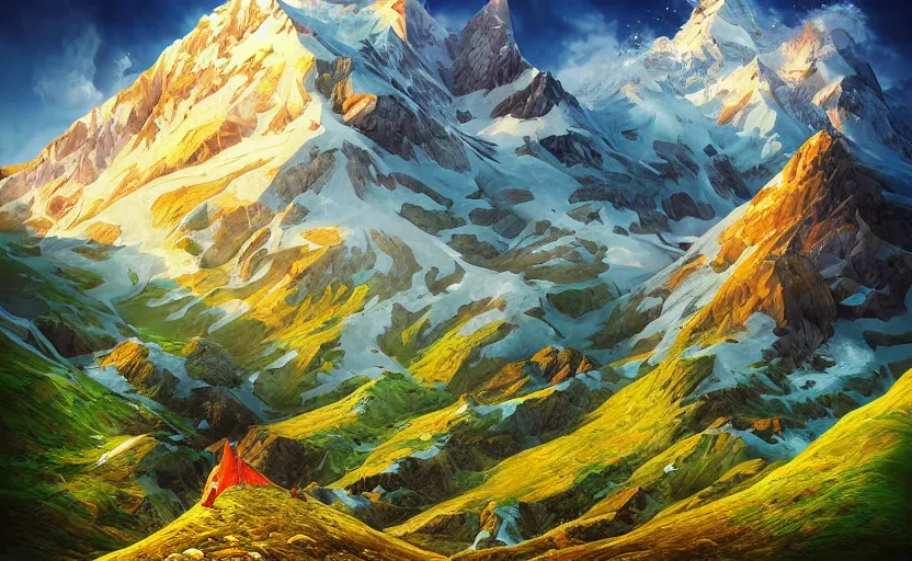 Prompt: polish tatry mountains by jacek yerka and cyril rolando and jacek yerka