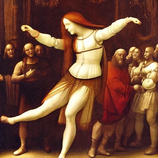 Image similar to leonardo da vinci dancing in the club