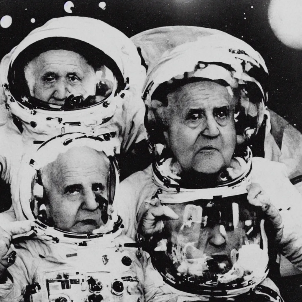 Image similar to David Ben-Gurion as an astronaut in space