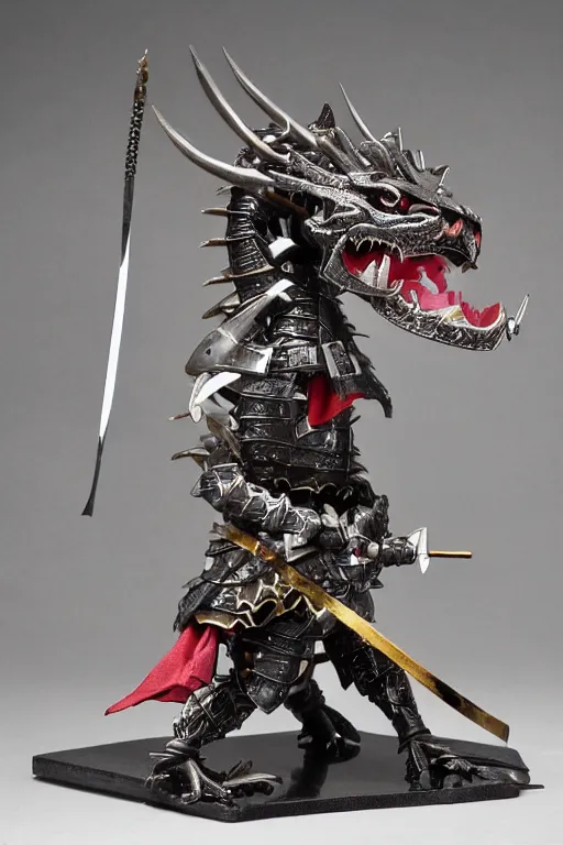 Prompt: a mechanical dragon samurai in japanese armor