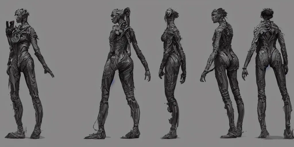 Image similar to samara weaving running down a dream, character sheet, hot toys, fine details, concept design, contrast, kim jung gi, greg rutkowski, trending on artstation, 8 k, full body, turnaround, front view, back view, ultra wide angle