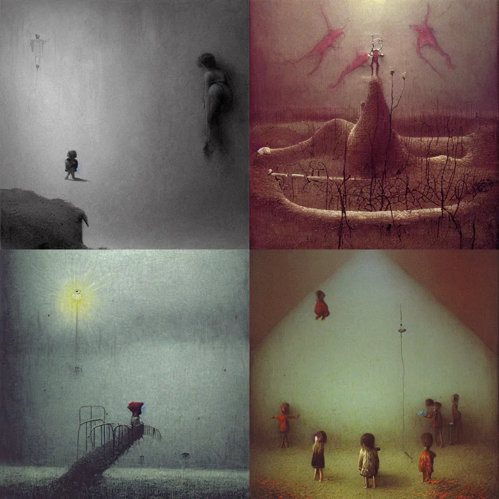 Prompt: a childrens playground, by beksinski