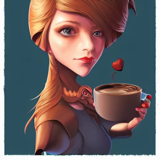 Image similar to tatarian girl. coffee addict and ruthless ai lover. heart shaped face. centered median photoshop filter cutout vector behance artgem hd jesper ejsing!