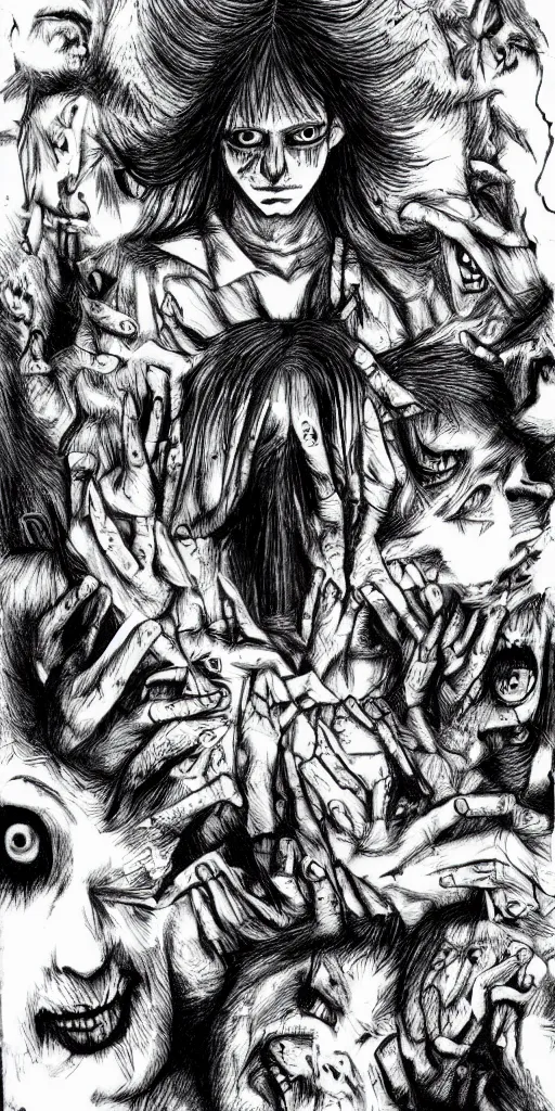 Image similar to Jesus, horror, creepy, dark, manga, pencil, inspired by junji ito, superior quality, masterpiece