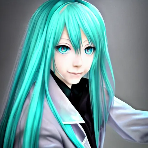 Prompt: realistic Hatsune Miku