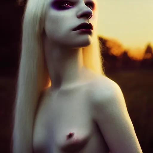 Prompt: photographic portrait of a stunningly beautiful albino gothic female in soft dreamy light at sunset, contemporary fashion shoot, by edward robert hughes, annie leibovitz and steve mccurry, david lazar, jimmy nelsson, breathtaking, 8 k resolution, extremely detailed, beautiful, establishing shot, artistic, hyperrealistic, beautiful face, octane render