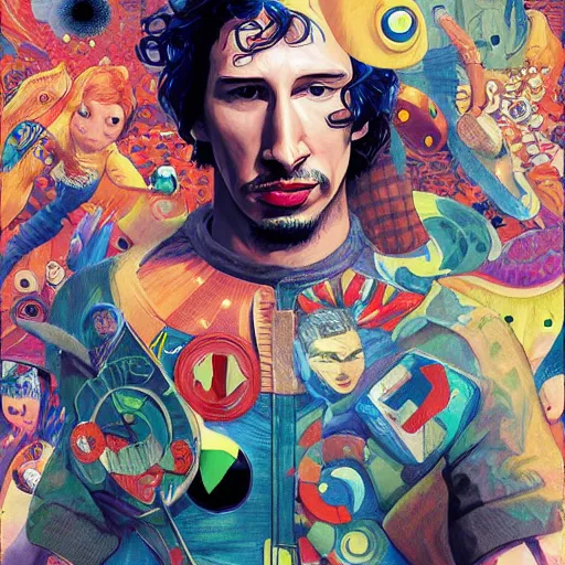 Image similar to Adam Driver as a super hero, pixar cute, highly detailed, sharp focus, digital painting, artwork by Jeremiah Ketner + Mati Klarwein + Fintan Magee + Chris Mars