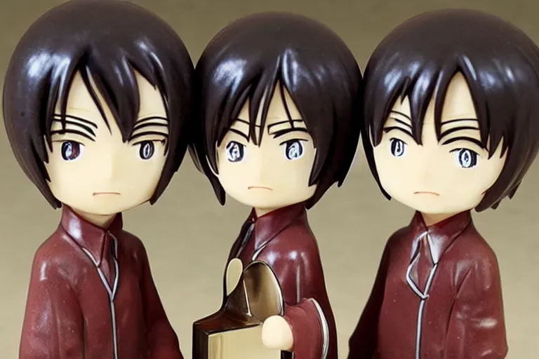 Prompt: eren jaeger and mikasa salt and pepper shakers