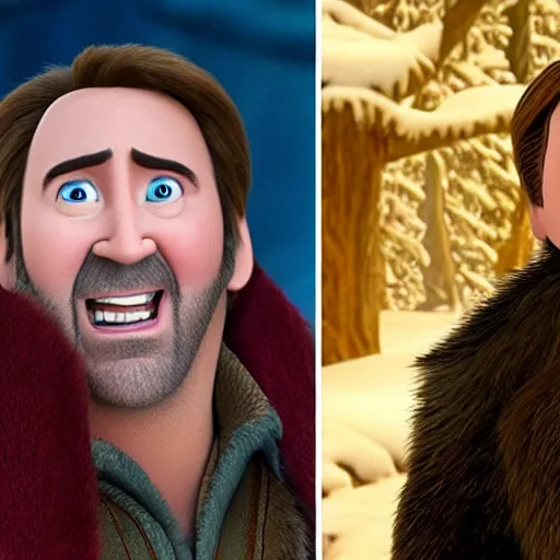 Image similar to nic cage in frozen,