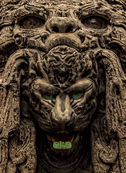 Prompt: powerful ancient jaguar warrrior standing in the ancient temple at night, symmetrical face, big eyes and lips, looking down, subtle makeup, clean face and body skin,ecstatic expression,volumetric lights,depth of field, lens flares, dust in the air, moody lighting, intricate, elegant, highly detailed, centered, smooth, sharp focus, Donato Giancola, Joseph Christian Leyendecker, WLOP, Boris Vallejo, Artgerm moody photography, old photo, black and white, sepia, cinematic lighting, cinematic angle, national geographic