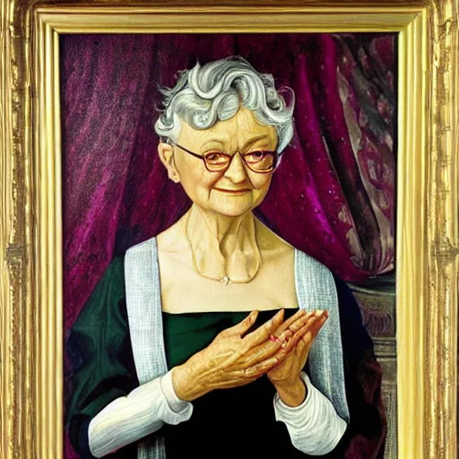 Image similar to oil Painting of Estelle Getty by Botticelli