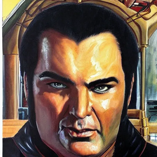 Image similar to epic painting of Robert Z'Dar with a large chin