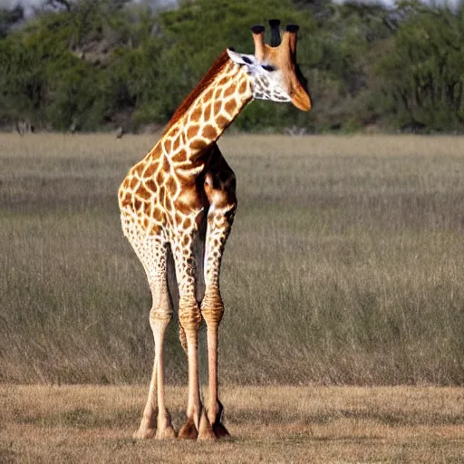 Prompt: photo of giraffe wearing a studded leather jacket