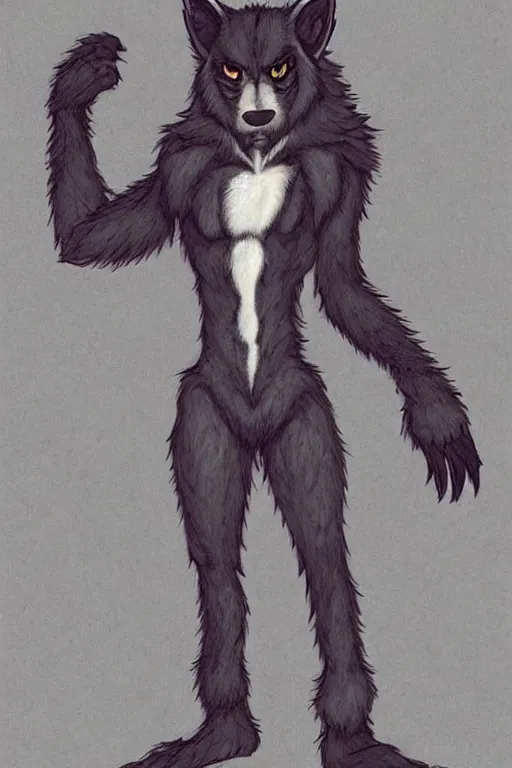 Image similar to a werewolf, fursona!!!!, by kawacy, trending on furaffinity, full body, furry art