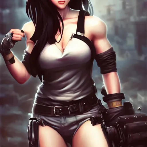 Prompt: tifa lockhart by Stanley Artgerm Lau, WLOP, Rossdraws, James Jean, Andrei Riabovitchev, Marc Simonetti