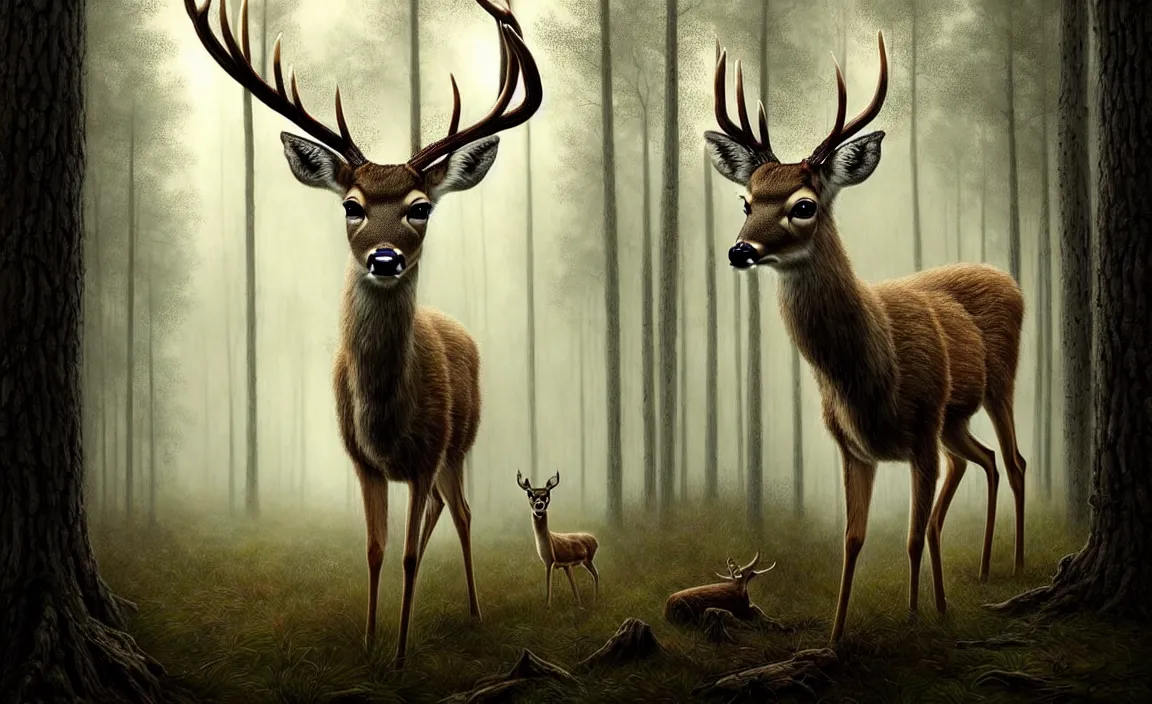 Prompt: epic professional digital art of hungry eyes woman deer in forest, faint atmospheric lighting, painted, intricate, detailed, by leesha hannigan, wayne haag, reyna rochin, ignacio fernandez rios, mark ryden, iris van herpen, best on artstation, cgsociety, epic, stunning, gorgeous, much wow, cinematic, masterpiece.