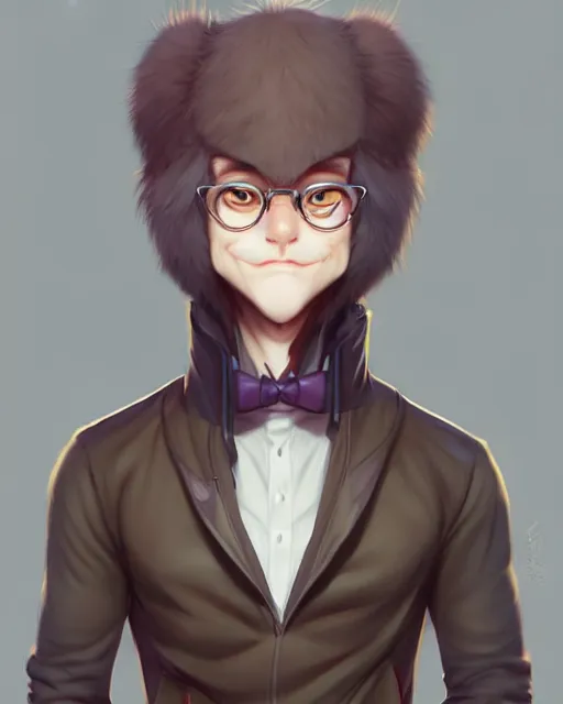 Image similar to character concept art of a cute male anthropomorphic furry | | adorable, a detective, key visual, realistic shaded perfect face, tufted softly, fine details by stanley artgerm lau, wlop, rossdraws, james jean, andrei riabovitchev, marc simonetti, and sakimichan, trending on weasyl