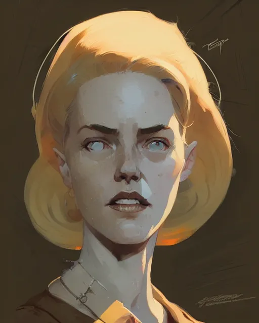 Image similar to hyper - realistic portrait of dolores abernathy by atey ghailan, by greg rutkowski, by greg tocchini, by james gilleard, by joe fenton, by kaethe butcher, dynamic lighting, gradient light yellow, brown, blonde cream and white color scheme, grunge aesthetic