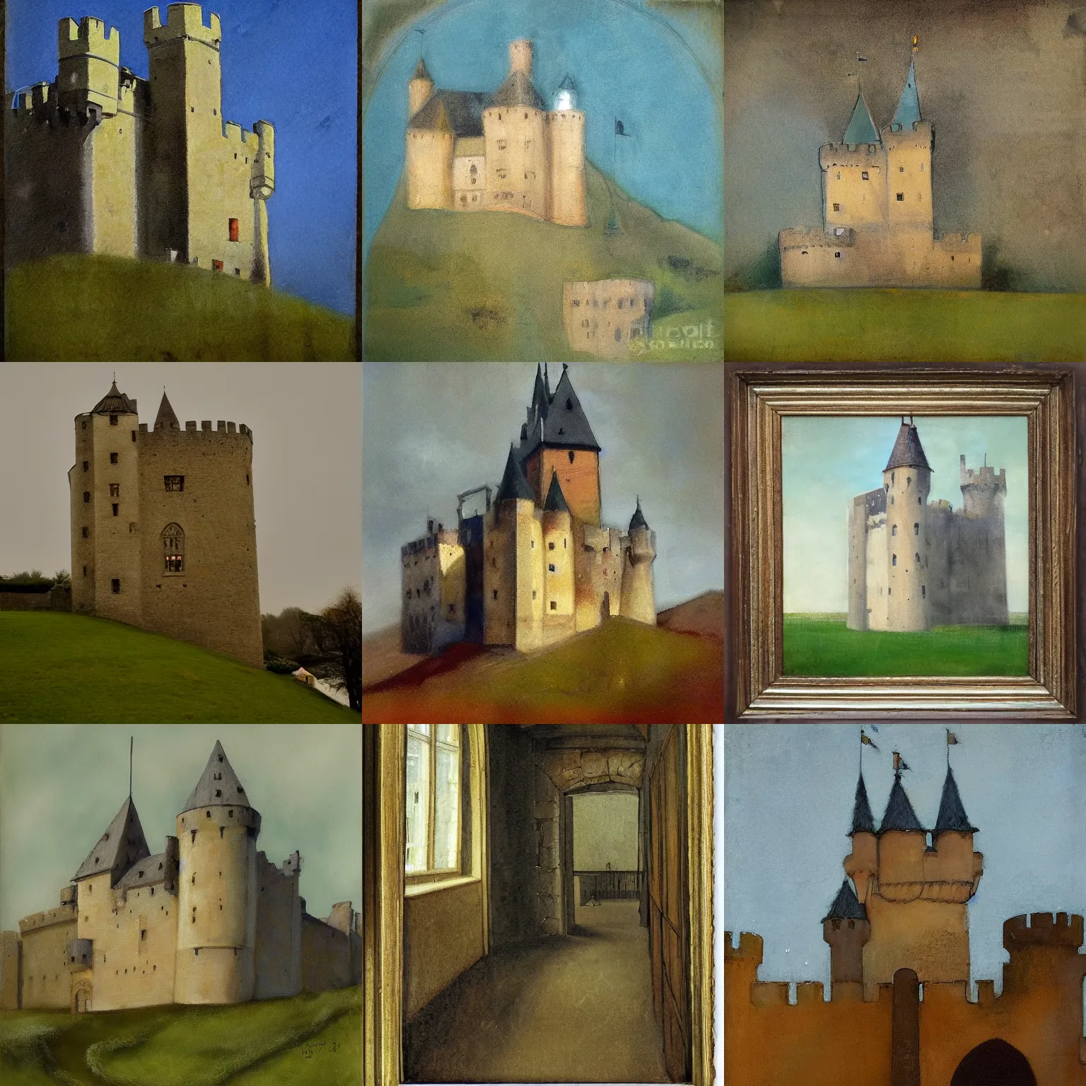 Prompt: medieval castle, by Helene Schjerfbeck