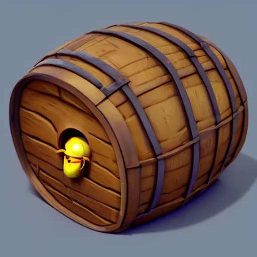 Prompt: isometric 3 d fantasy cute barrel, smoth 3 d illustration, cinematic matte painting, soft render, servando lupini, handpaint texture, blender, 3 dcoat