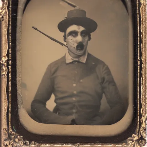 Image similar to tintype photo of a clown battle