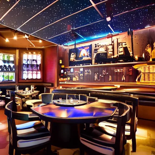 Prompt: interior of a Star Wars-themed restaurant