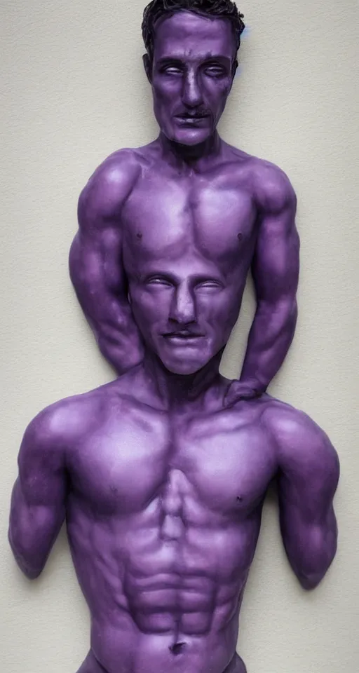 Image similar to man made of purple space extremely detailed photo realistic