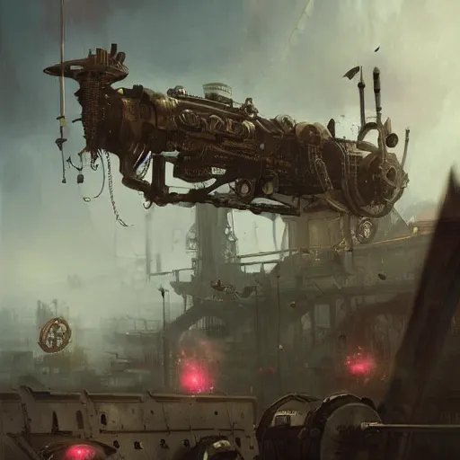 Prompt: the machine of death, steampunk, wlop, greg rutkowski