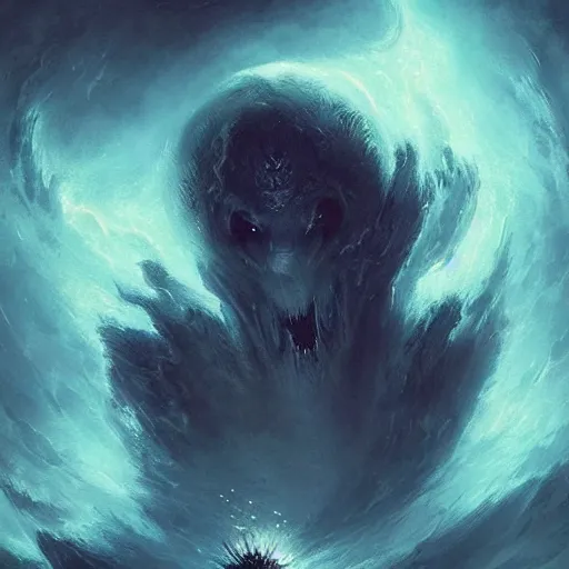 Image similar to a beautiful terrifying monster made out of a swirling nebula. ethereal horror fantasy art by greg rutkowski