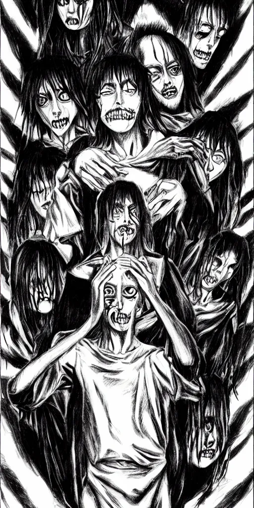 Image similar to Jesus, horror, creepy, dark, manga, pencil, inspired by junji ito, superior quality, masterpiece