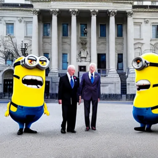 Image similar to biden with minions