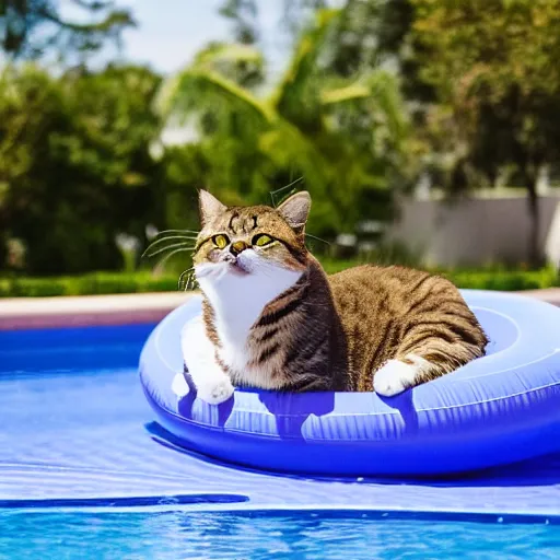 Image similar to photo of a cat in an inflatable tube in a pool