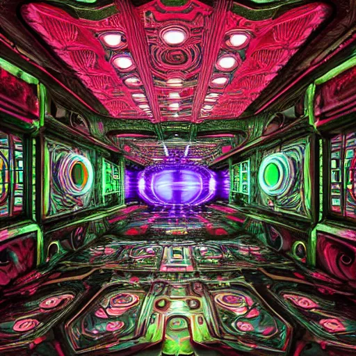 Prompt: photorealistic infinity mirror eldritch horror. hyperdetailed photorealism, 1 0 8 megapixels, amazing depth, high resolution, 3 d shading, 3 d finalrender, 3 d cinematic lighting, glowing rich colors, psychedelic overtones, artstation concept art.