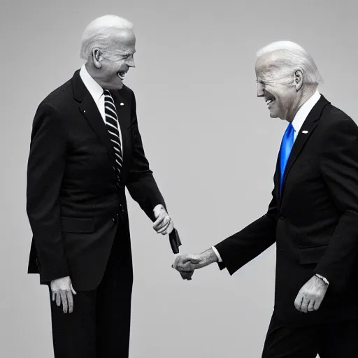 Image similar to A photo of joe biden teams up with a teenage joe biden, perfect faces, 50 mm, award winning photography