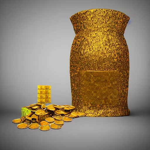 Prompt: a realistic golden toilet with a pile of money on top of it that is on fire, in the style of andy warhol