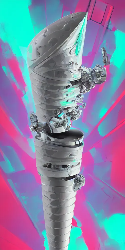 Image similar to robotic ice cream cone with 3 scoops of robotic ice cream, cyberpunk, professional, high quality, digital art, ue 5.