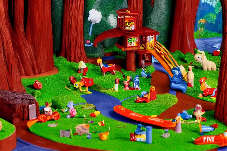 Image similar to fisher price redwood forest, california scene from tv show hyper detailed 5 5 mm 8 5 mm