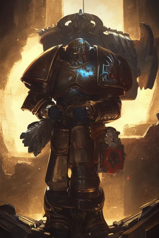 Image similar to armor portrait heros warhammer 4 0 k horus heresy fanart - the primarchs emperor by johannes helgeson animated with vfx concept artist & illustrator global illumination ray tracing hdr fanart arstation zbrush central hardmesh 8 k octane renderer comics stylized