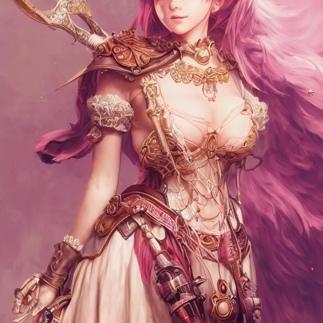Prompt: studio portrait of neutral good colorful female cleric bard healer as absurdly beautiful, elegant, mature gravure idol, ultrafine hyperdetailed face illustration by kim jung gi, irakli nadar, intricate linework, sharp focus, bright colors, octopath traveler, final fantasy, unreal engine highly rendered, global illumination, radiant light, detailed and intricate environment