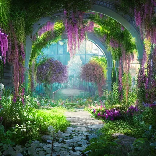 Image similar to ,inside a magical ethereal garden, highly detailed, 4k, HDR, award-winning, artstation, octane render