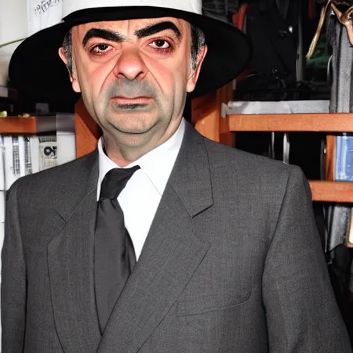 Image similar to a very serious amish rowan atkinson