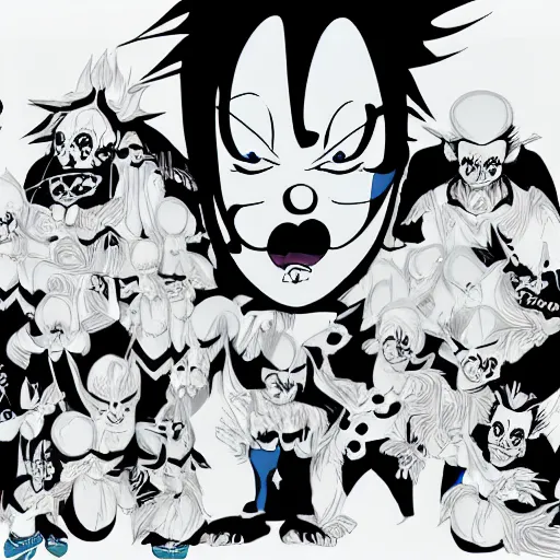 Image similar to Juggalo Smurf flawless anime cel animation by Kentaro Miura, symmetry accurate features, 4K