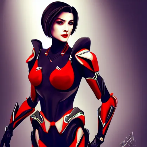 Image similar to A combination of Ada Wong's and Grace Kelly's and Ashley Greene's appearances wearing Interceptor's armor from Anthem, high tech, action shot, angular, full body portrait, futuristic, dramatic, fantasy, intricate, elegant, highly detailed, digital painting, artstation, concept art, matte, sharp focus, illustration, 8K, art by Donato Giancola and James Gurney