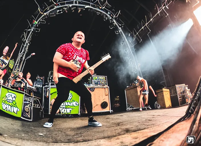 Image similar to photo still of shrek at the vans warped tour 2 0 1 8!!!!!!!! at age 3 6 years old 3 6 years of age!!!!!!!! getting lit in the pit, 8 k, 8 5 mm f 1. 8, studio lighting, rim light, right side key light