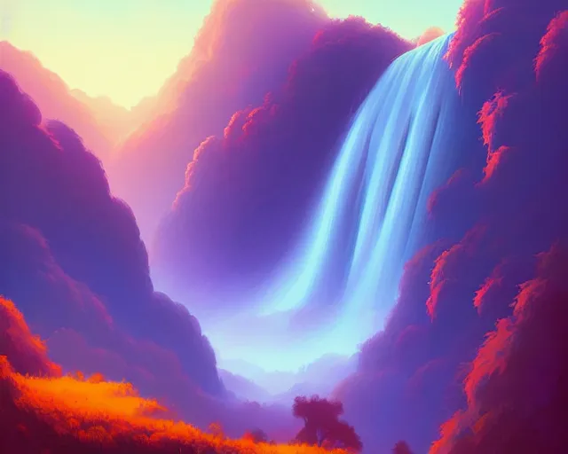 Image similar to celestial waterfall in the clouds, sylvain sarrailh