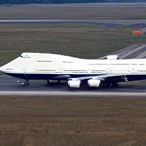 Prompt: a photo of a 747 that looks like a whale