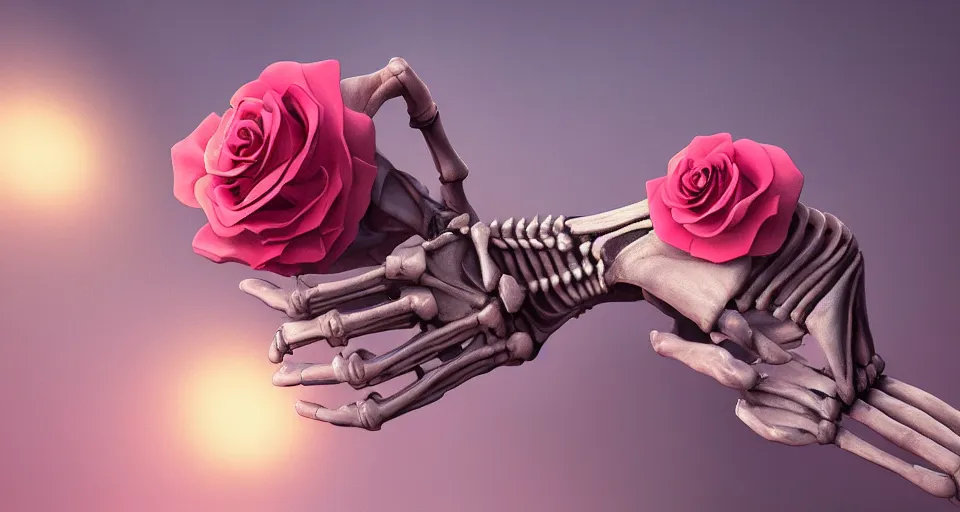 skeleton holding rose