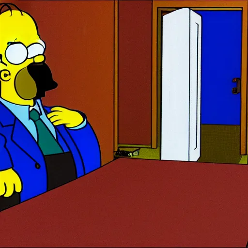 Prompt: Homer Simpson in the backrooms