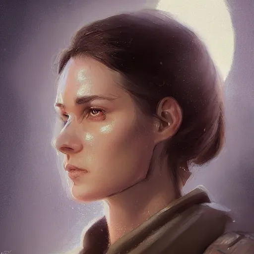 Image similar to portrait of a woman by greg rutkowski, jedi knight allana solo, straight brown hair, star wars expanded universe, she is about 2 0 years old, wearing the tactical gear of the galactic alliance, highly detailed portrait, digital painting, artstation, concept art, smooth, sharp foccus ilustration, artstation hq